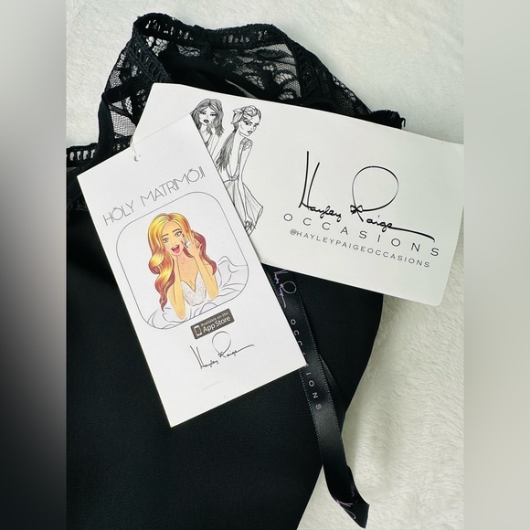 Hayley Paige Occasions Formal Black Halter Maxi Gown Size 12 - Picture 8 of 12